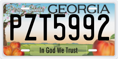 GA license plate PZT5992