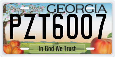 GA license plate PZT6007