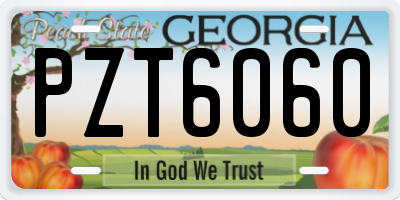 GA license plate PZT6060