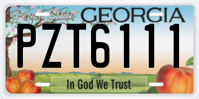 GA license plate PZT6111