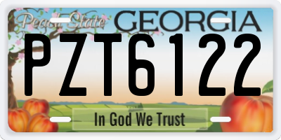 GA license plate PZT6122