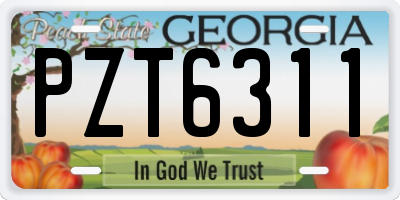 GA license plate PZT6311