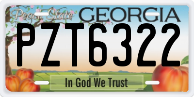 GA license plate PZT6322