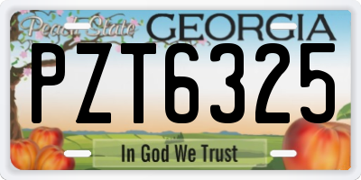 GA license plate PZT6325
