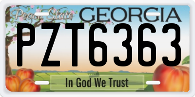 GA license plate PZT6363