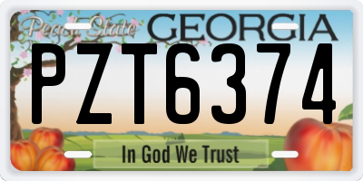 GA license plate PZT6374
