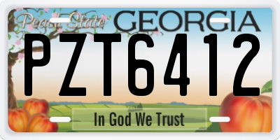 GA license plate PZT6412