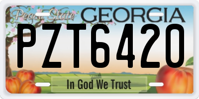 GA license plate PZT6420