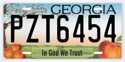 GA license plate PZT6454