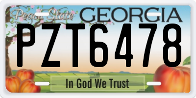 GA license plate PZT6478