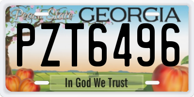 GA license plate PZT6496