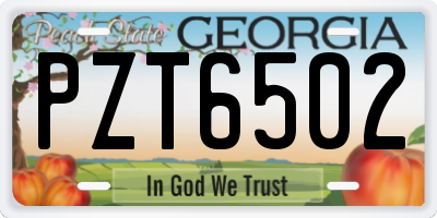 GA license plate PZT6502