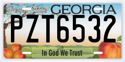 GA license plate PZT6532