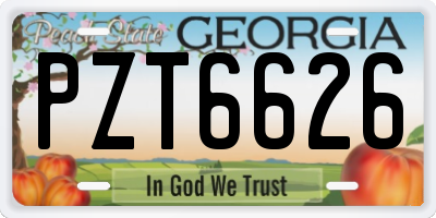GA license plate PZT6626