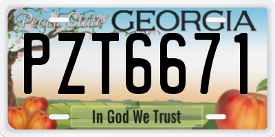 GA license plate PZT6671