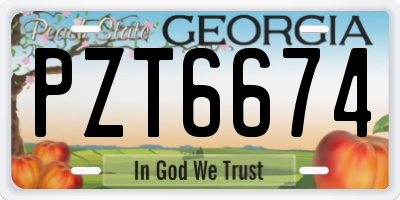 GA license plate PZT6674