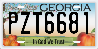 GA license plate PZT6681