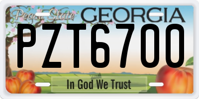 GA license plate PZT6700