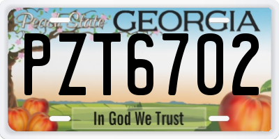 GA license plate PZT6702