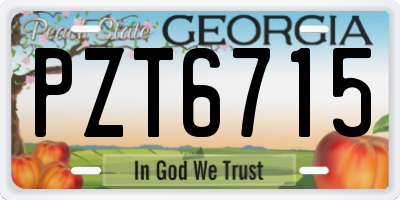 GA license plate PZT6715
