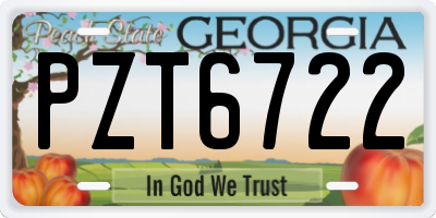 GA license plate PZT6722