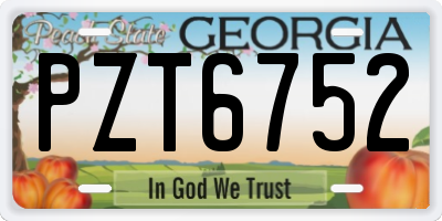 GA license plate PZT6752