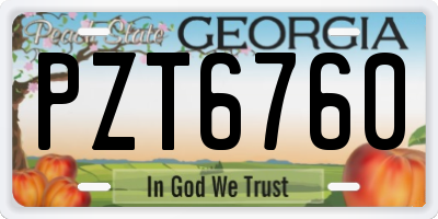 GA license plate PZT6760