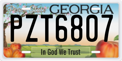 GA license plate PZT6807