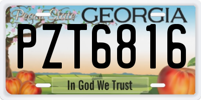 GA license plate PZT6816