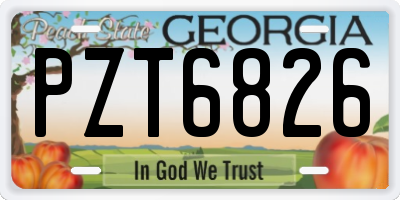 GA license plate PZT6826