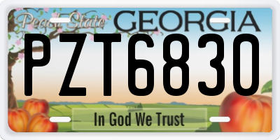 GA license plate PZT6830