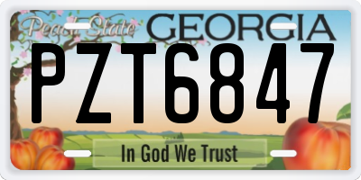 GA license plate PZT6847