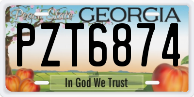 GA license plate PZT6874