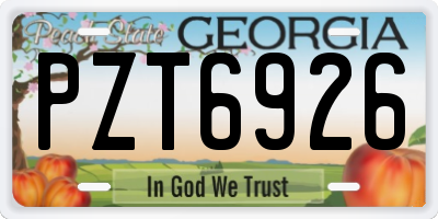 GA license plate PZT6926