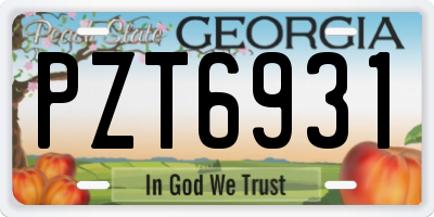 GA license plate PZT6931