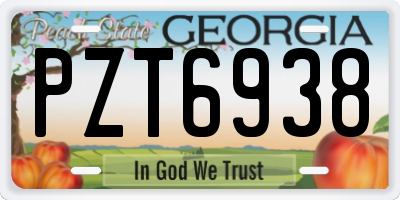 GA license plate PZT6938