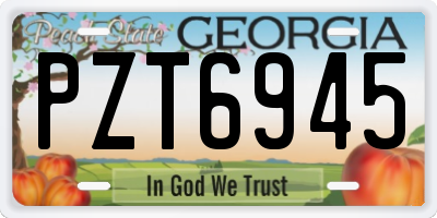 GA license plate PZT6945