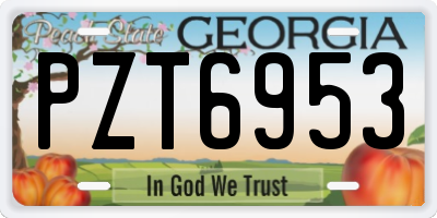 GA license plate PZT6953