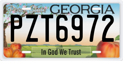 GA license plate PZT6972