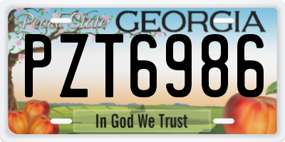 GA license plate PZT6986