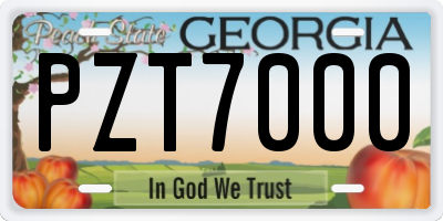 GA license plate PZT7000