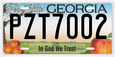 GA license plate PZT7002