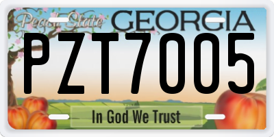 GA license plate PZT7005