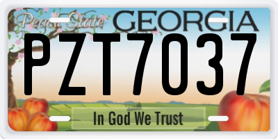 GA license plate PZT7037