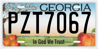 GA license plate PZT7067