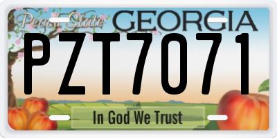 GA license plate PZT7071