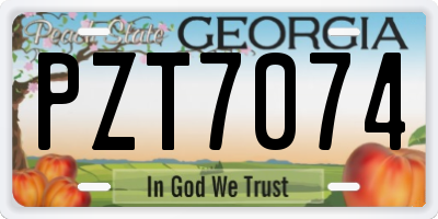 GA license plate PZT7074