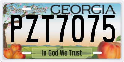 GA license plate PZT7075
