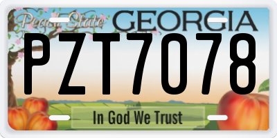 GA license plate PZT7078