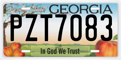 GA license plate PZT7083